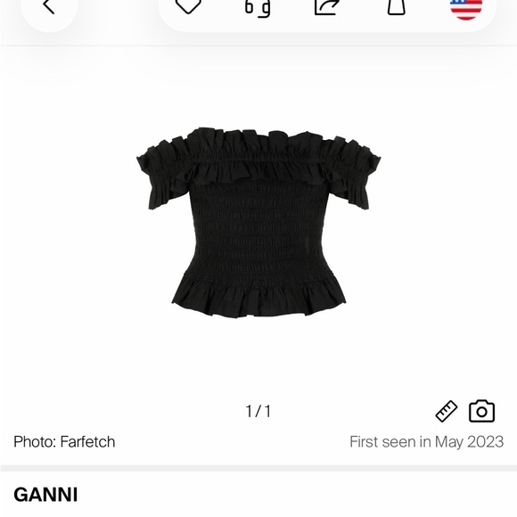 Ganni Black Ruffle Off-Shoulder Top - Picture 4 of 6